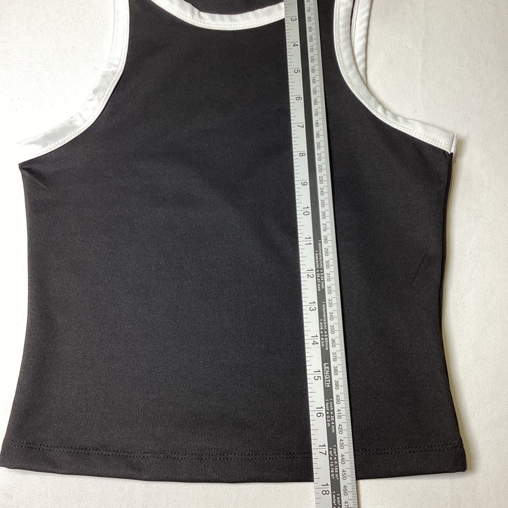 H&M Divided Racerback Women Tank Top Size Small Black White Contrast Trim - Picture 6 of 6
